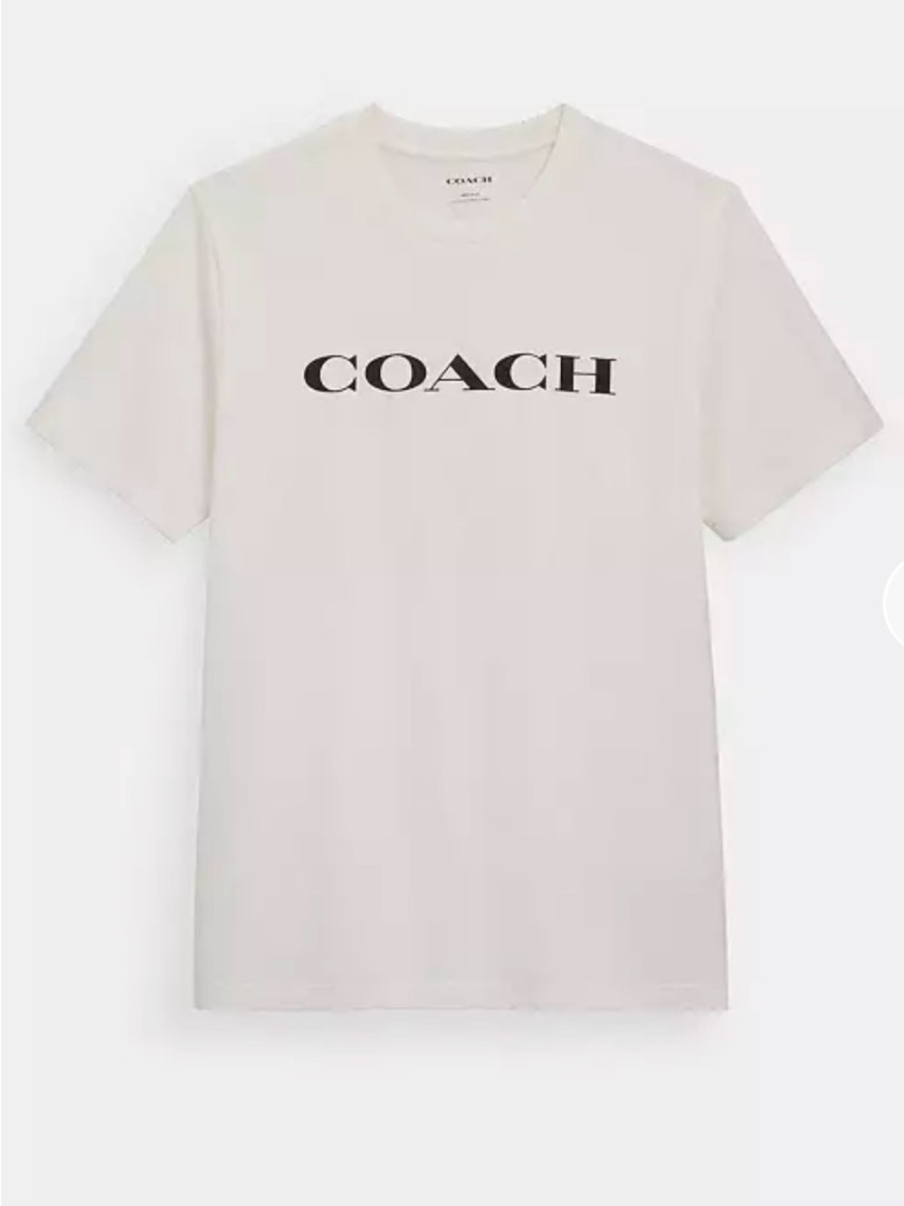 Coach Short-Sleeve Logo T-Shirt in Light Cream with Black Logo